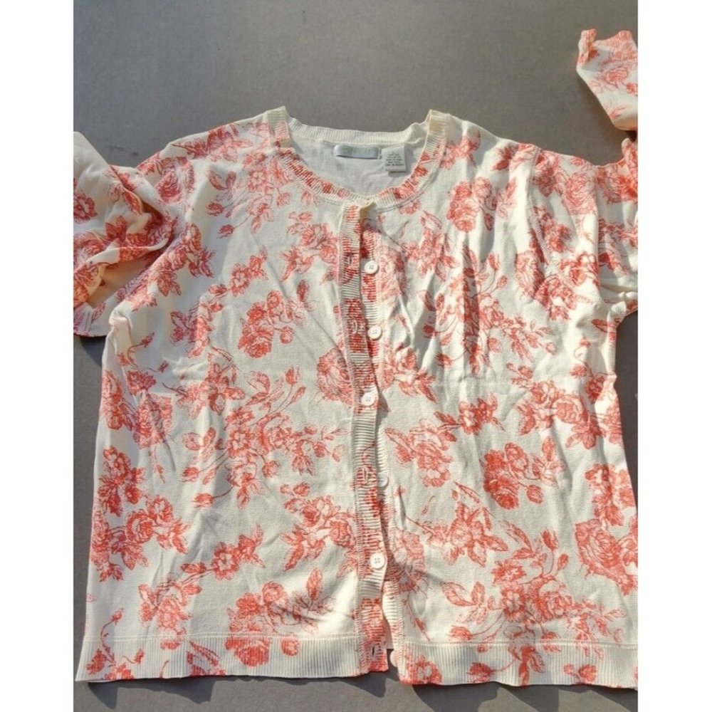 Womens Orvis Floral Cardigan Size Large Silk Blend Sweater